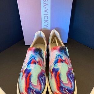 New Lisa*Vicky women's  Colorful Slip-On Sneakers